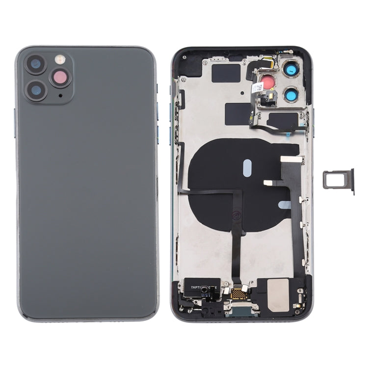 Battery Back Cover Assembly (with Side Keys & Power Button + Volume Button Flex Cable & Wireless Charging Module & Motor & Charging Port & Speaker Ringer Buzzer & Card Tray & Camera Lens Cover) for iPhone 11 Pro, For iPhone 11 Pro                      ...