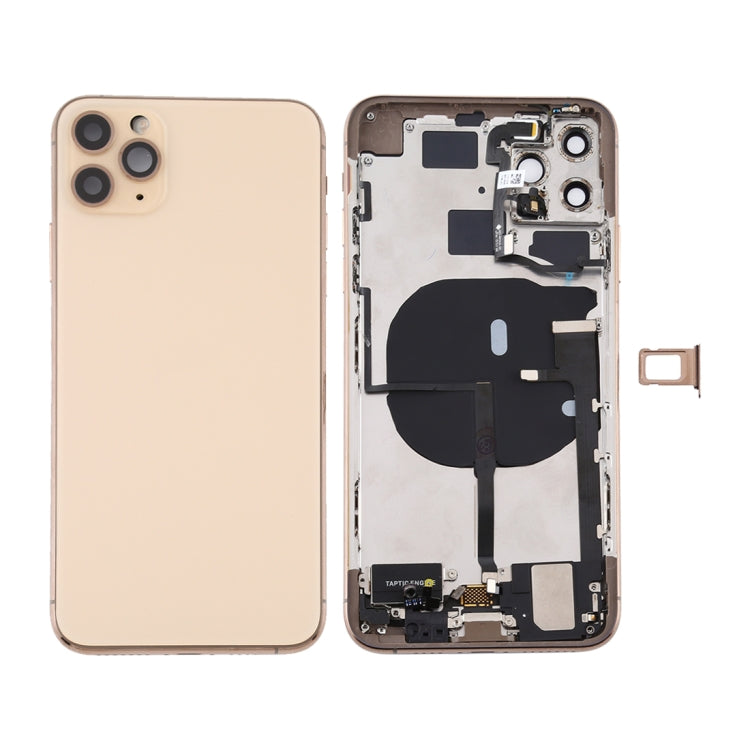 Battery Back Cover Assembly (with Side Keys & Power Button + Volume Button Flex Cable & Wireless Charging Module & Motor & Charging Port & Speaker Ringer Buzzer & Card Tray & Camera Lens Cover) for iPhone 11 Pro, For iPhone 11 Pro                      ...