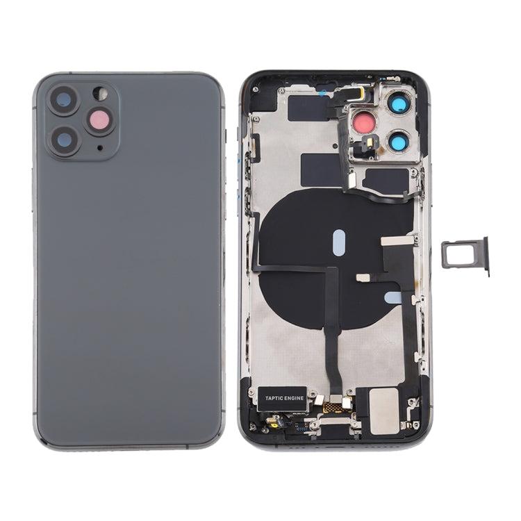 Battery Back Cover Assembly (with Side Keys & Power Button + Volume Button Flex Cable & Wireless Charging Module & Motor & Charging Port & Speaker Ringer Buzzer & Card Tray & Camera Lens Cover) for iPhone 11 Pro Max, For iPhone 11 Pro Max              ... For iPhone 11 Pro Max Grey