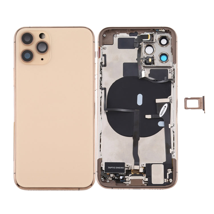 Battery Back Cover Assembly (with Side Keys & Power Button + Volume Button Flex Cable & Wireless Charging Module & Motor & Charging Port & Speaker Ringer Buzzer & Card Tray & Camera Lens Cover) for iPhone 11 Pro Max, For iPhone 11 Pro Max              ... For iPhone 11 Pro Max Gold