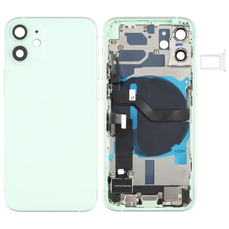 Battery Back Cover Assembly (with Side Keys & Speaker Ringer Buzzer & Motor & Camera Lens & Card Tray & Power Button + Volume Button + Charging Port & Wireless Charging Module) for iPhone 12 Mini, For iPhone 12 Mini (Assembly) For iPhone 12 Mini (Assembly) Green