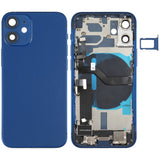 Battery Back Cover Assembly (with Side Keys & Speaker Ringer Buzzer & Motor & Camera Lens & Card Tray & Power Button + Volume Button + Charging Port & Wireless Charging Module) for iPhone 12 Mini, For iPhone 12 Mini (Assembly) For iPhone 12 Mini (Assembly) Blue
