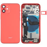 Battery Back Cover Assembly (with Side Keys & Speaker Ringer Buzzer & Motor & Camera Lens & Card Tray & Power Button + Volume Button + Charging Port & Wireless Charging Module) for iPhone 12 Mini, For iPhone 12 Mini (Assembly) For iPhone 12 Mini (Assembly) Red