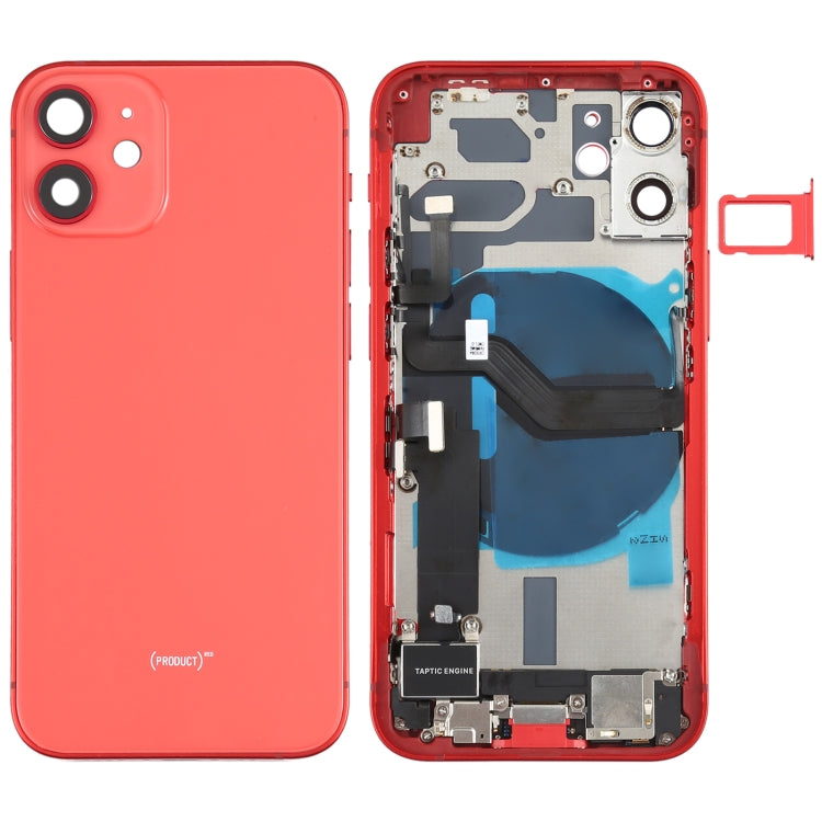 Battery Back Cover Assembly (with Side Keys & Speaker Ringer Buzzer & Motor & Camera Lens & Card Tray & Power Button + Volume Button + Charging Port & Wireless Charging Module) for iPhone 12 Mini, For iPhone 12 Mini (Assembly) For iPhone 12 Mini (Assembly) Red