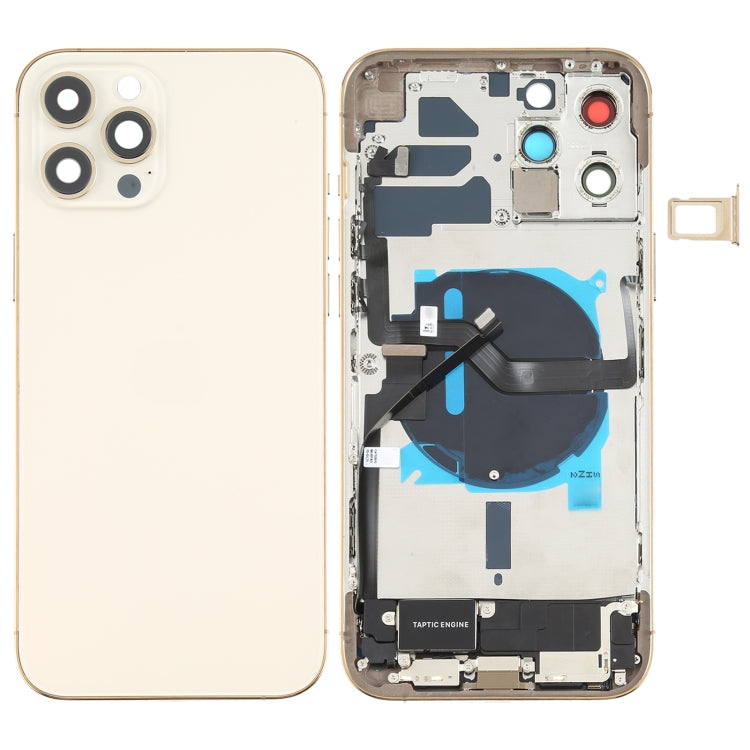 Battery Back Cover Assembly (with Side Keys & Speaker Ringer Buzzer & Motor & Camera Lens & Card Tray & Power Button + Volume Button + Charging Port & Wireless Charging Module) for iPhone 12 Pro Max, For iPhone 12 Pro Max(Assembly) For iPhone 12 Pro Max(Assembly) Gold