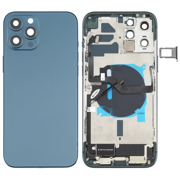 Battery Back Cover Assembly (with Side Keys & Speaker Ringer Buzzer & Motor & Camera Lens & Card Tray & Power Button + Volume Button + Charging Port & Wireless Charging Module) for iPhone 12 Pro Max, For iPhone 12 Pro Max(Assembly) For iPhone 12 Pro Max(Assembly) Blue