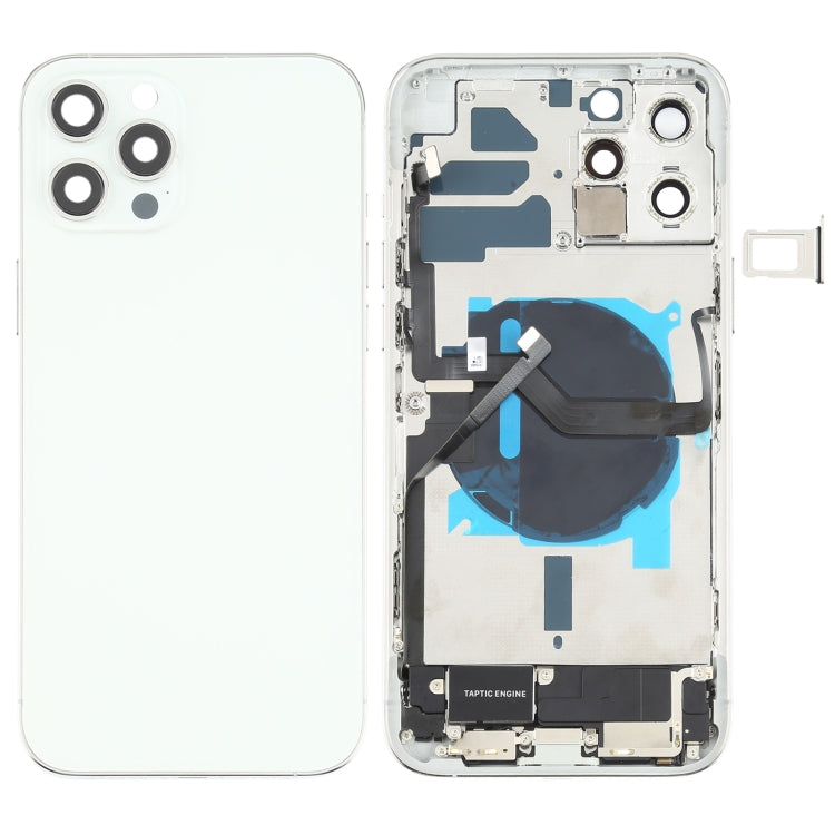Battery Back Cover Assembly (with Side Keys & Speaker Ringer Buzzer & Motor & Camera Lens & Card Tray & Power Button + Volume Button + Charging Port & Wireless Charging Module) for iPhone 12 Pro Max, For iPhone 12 Pro Max(Assembly) For iPhone 12 Pro Max(Assembly) White