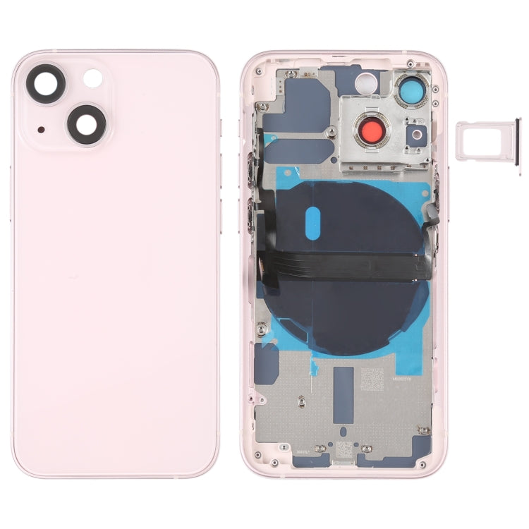 For iPhone 13 mini Battery Back Cover with Side Keys & Card Tray & Power + Volume Flex Cable & Wireless Charging Module, For iPhone 13 mini (Assembly) For iPhone 13 mini (Assembly) Pink