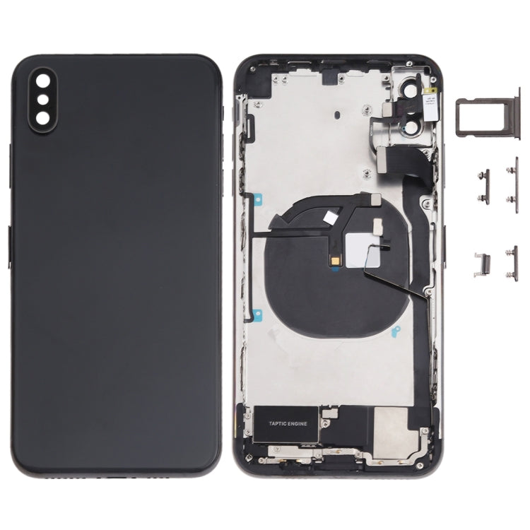 Battery Back Cover Assembly (with Side Keys & Speaker Ringer Buzzer & Motor & Camera Lens & Card Tray & Power Button + Volume Button + Charging Port + Signal Flex Cable & Wireless Charging Module) for iPhone XS Max, For iPhone XS Max (Full Assembly)   ... For iPhone XS Max Black