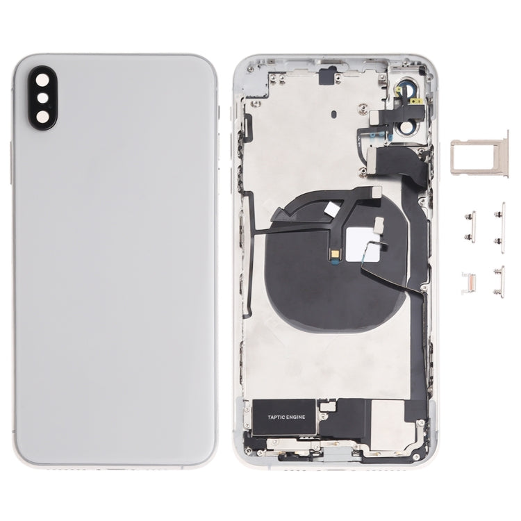 Battery Back Cover Assembly (with Side Keys & Speaker Ringer Buzzer & Motor & Camera Lens & Card Tray & Power Button + Volume Button + Charging Port + Signal Flex Cable & Wireless Charging Module) for iPhone XS Max, For iPhone XS Max (Full Assembly)   ... For iPhone XS Max (Full Assembly) White