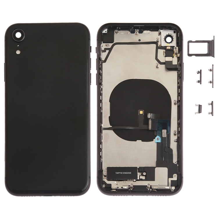 Battery Back Cover Assembly (with Side Keys & Speaker Ringer Buzzer & Motor & Camera Lens & Card Tray & Power Button + Volume Button + Charging Port + Signal Flex Cable & Wireless Charging Module) for iPhone XR, For iPhone XR (Full Assembly)           ... For iPhone XR Black