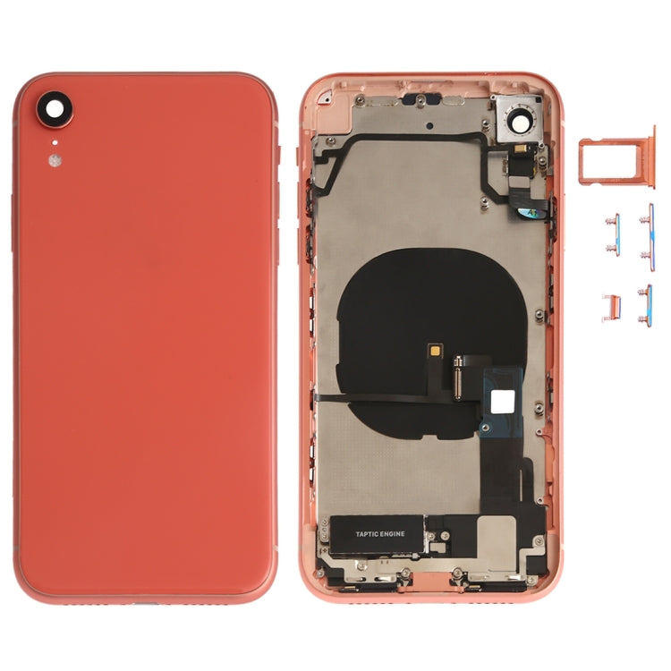 Battery Back Cover Assembly (with Side Keys & Speaker Ringer Buzzer & Motor & Camera Lens & Card Tray & Power Button + Volume Button + Charging Port + Signal Flex Cable & Wireless Charging Module) for iPhone XR, For iPhone XR (Full Assembly)           ... For iPhone XR (Assembly) Orange