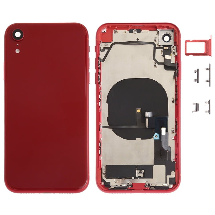 Battery Back Cover Assembly (with Side Keys & Speaker Ringer Buzzer & Motor & Camera Lens & Card Tray & Power Button + Volume Button + Charging Port + Signal Flex Cable & Wireless Charging Module) for iPhone XR, For iPhone XR (Full Assembly)           ... For iPhone XR (Full Assembly) Red