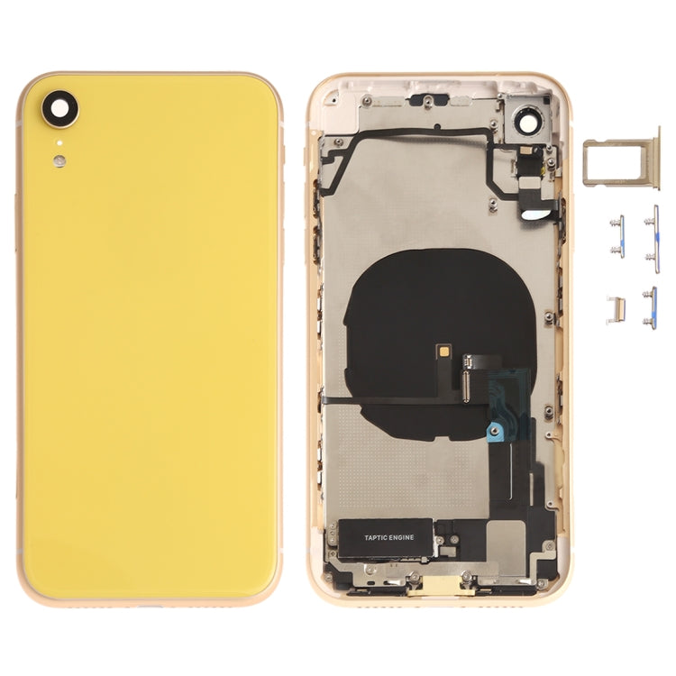 Battery Back Cover Assembly (with Side Keys & Speaker Ringer Buzzer & Motor & Camera Lens & Card Tray & Power Button + Volume Button + Charging Port + Signal Flex Cable & Wireless Charging Module) for iPhone XR, For iPhone XR (Full Assembly)           ... For iPhone XR (Assembly) Yellow