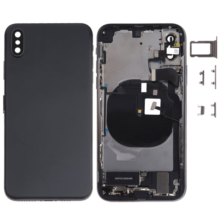 Battery Back Cover Assembly (with Side Keys & Speaker Ringer Buzzer & Motor & Camera Lens & Card Tray & Power Button + Volume Button + Charging Port + Signal Flex Cable & Wireless Charging Module) for iPhone XS, For iPhone XS (Full Assembly)           ... For iPhone XS Black