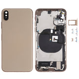 Battery Back Cover Assembly (with Side Keys & Speaker Ringer Buzzer & Motor & Camera Lens & Card Tray & Power Button + Volume Button + Charging Port + Signal Flex Cable & Wireless Charging Module) for iPhone XS, For iPhone XS (Full Assembly)           ... For iPhone XS (Full Assembly) Gold