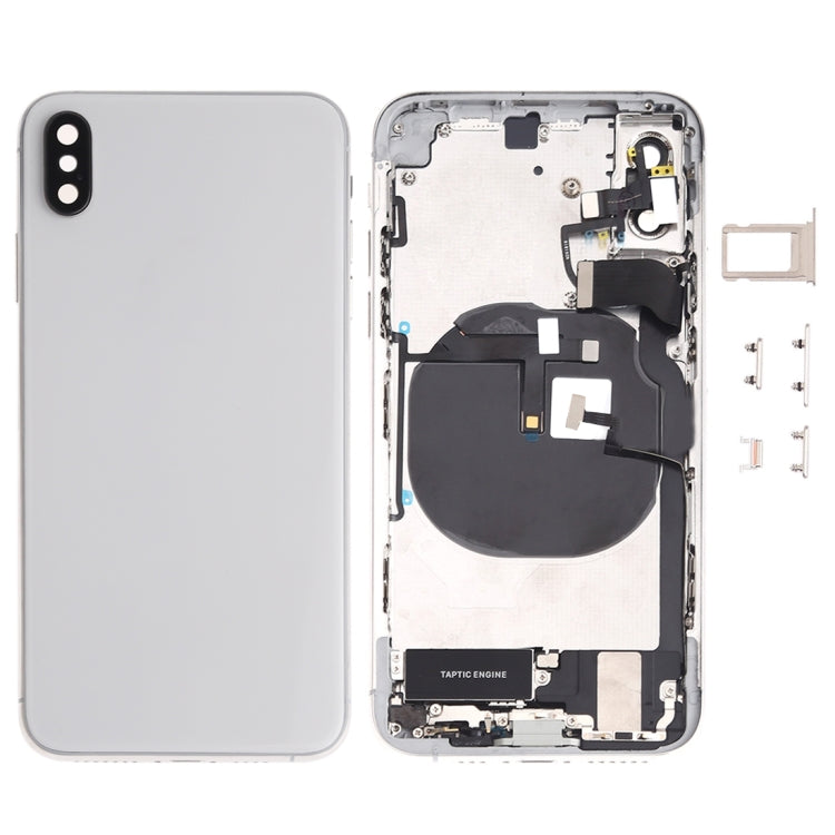 Battery Back Cover Assembly (with Side Keys & Speaker Ringer Buzzer & Motor & Camera Lens & Card Tray & Power Button + Volume Button + Charging Port + Signal Flex Cable & Wireless Charging Module) for iPhone XS, For iPhone XS (Full Assembly)           ... For iPhone XS (Full Assembly) White