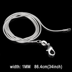 1MM Personality Fashion Silver Plated Snake Bone Chain(Silver length:34 inch), length:34 inch