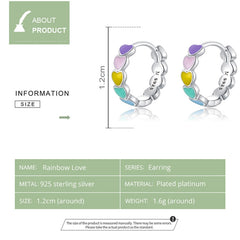 SCE909-B Sterling Silver S925 Rainbow Heart Stud Earrings Drop Oil Jewelry Earrings, SCE909-B - Zen Craft