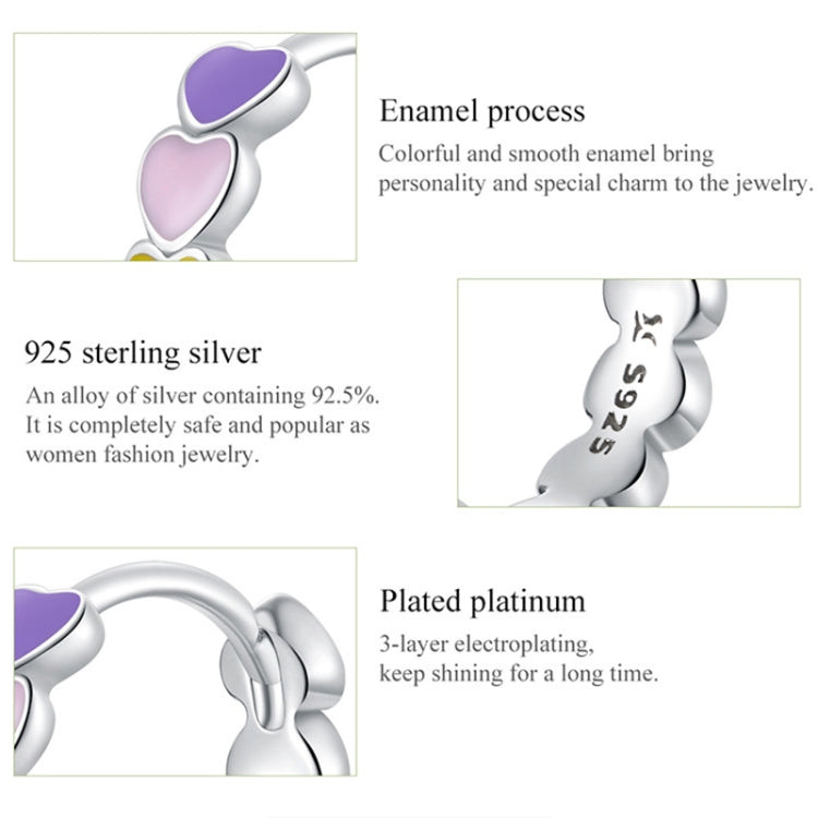 SCE909-B Sterling Silver S925 Rainbow Heart Stud Earrings Drop Oil Jewelry Earrings, SCE909-B - Zen Craft