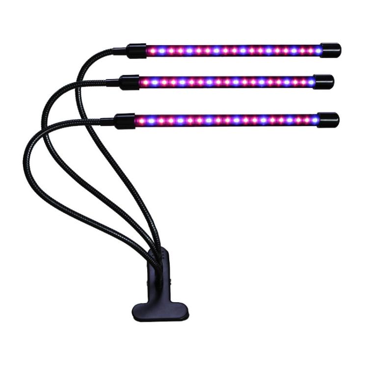 30W Triple Heads Adjustable Spectrum Timing LED Lamp for Plant Growth Lighting, USB Plug DC 5V, 30W
