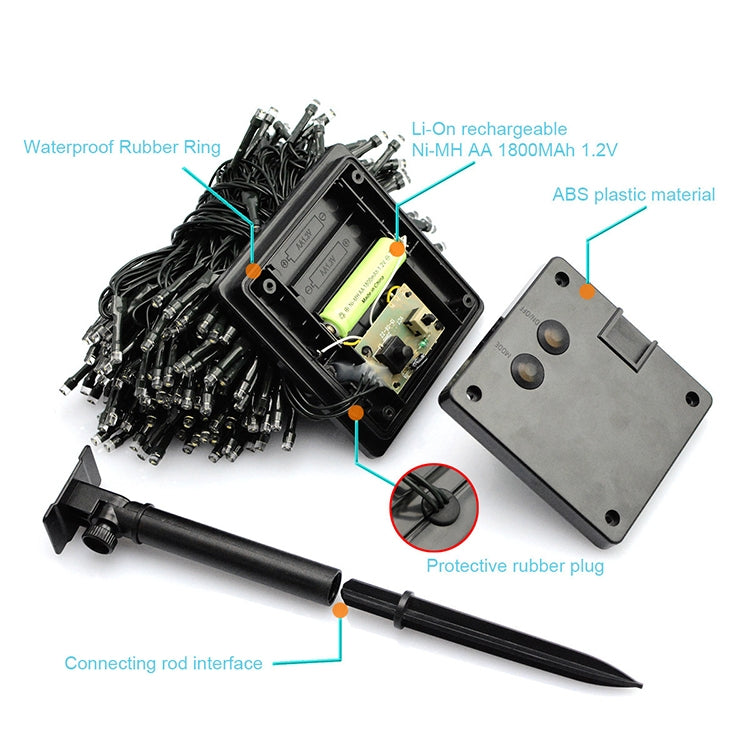 200 LEDs Outdoor Waterproof Christmas Festival Decoration Solar Lamp String, Length: 22m