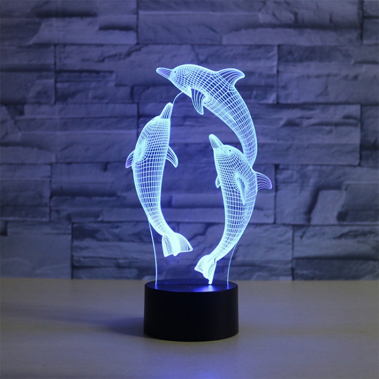Three Dolphins Shape 3D Colorful LED Vision Light Table Lamp, USB Touch Version, USB Touch Version USB Touch Version