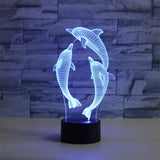 Three Dolphins Shape 3D Colorful LED Vision Light Table Lamp, USB & Battery Version, USB & Battery Version USB & Battery Version