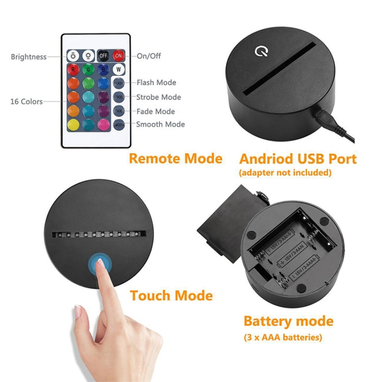 Three Dolphins Shape 3D Colorful LED Vision Light Table Lamp, USB & Battery Version, USB & Battery Version