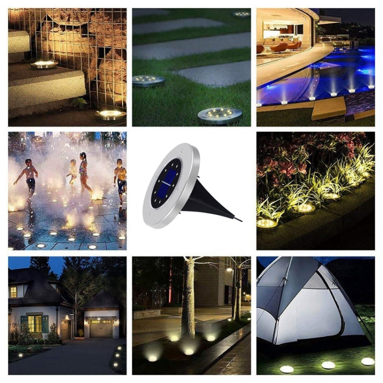 2 PCS 10 LEDs Solar Powered Buried Light Under Ground Lamp IP65 Waterproof Outdoor Garden Street Light, 10 LEDs