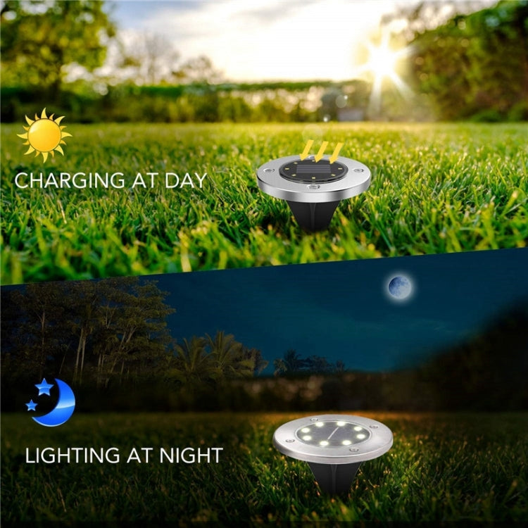 2 PCS 10 LEDs Solar Powered Buried Light Under Ground Lamp IP65 Waterproof Outdoor Garden Street Light, 10 LEDs