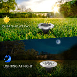 2 PCS 10 LEDs Solar Powered Buried Light Under Ground Lamp IP65 Waterproof Outdoor Garden Street Light, 10 LEDs