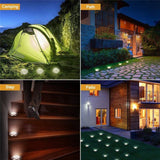 2 PCS 12 LEDs Solar Powered Buried Light Under Ground Lamp IP65 Waterproof Outdoor Garden Street Light, 12 LEDs