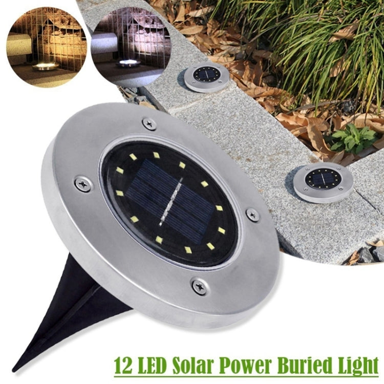 2 PCS 12 LEDs Solar Powered Buried Light Under Ground Lamp IP65 Waterproof Outdoor Garden Street Light, 12 LEDs