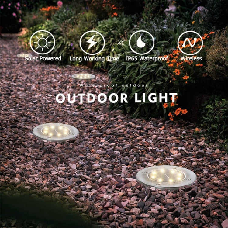 2 PCS 12 LEDs Solar Powered Buried Light Under Ground Lamp IP65 Waterproof Outdoor Garden Street Light, 12 LEDs