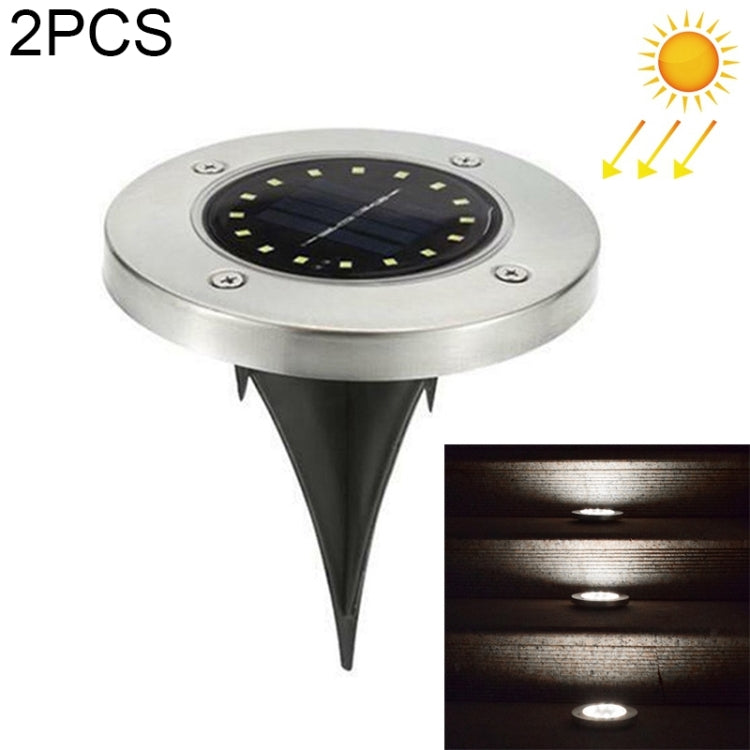 2 PCS 16 LEDs Solar Powered Buried Light Under Ground Lamp IP65 Waterproof Outdoor Garden Street Light, 16 LEDs 16 LEDs White Light