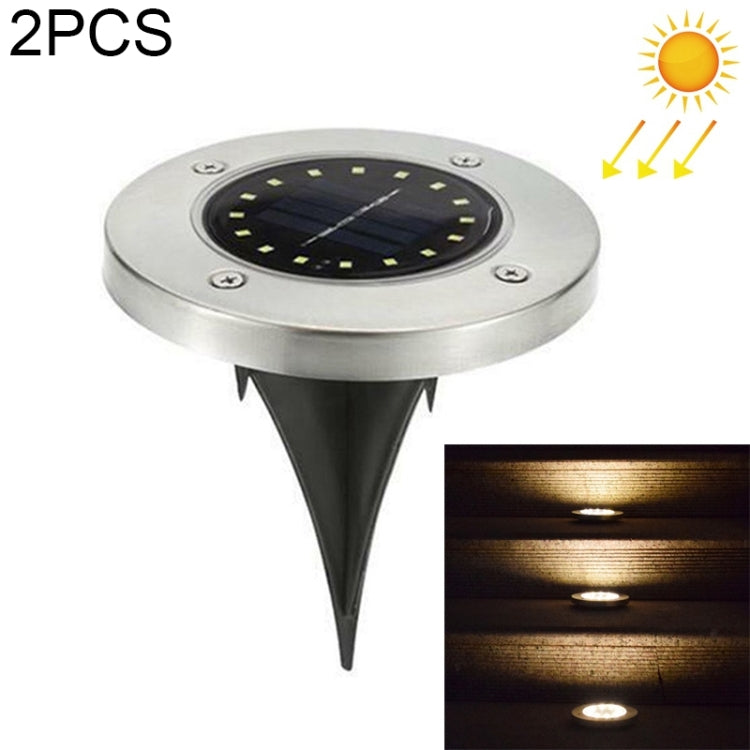 2 PCS 16 LEDs Solar Powered Buried Light Under Ground Lamp IP65 Waterproof Outdoor Garden Street Light, 16 LEDs 16 LEDs Warm White