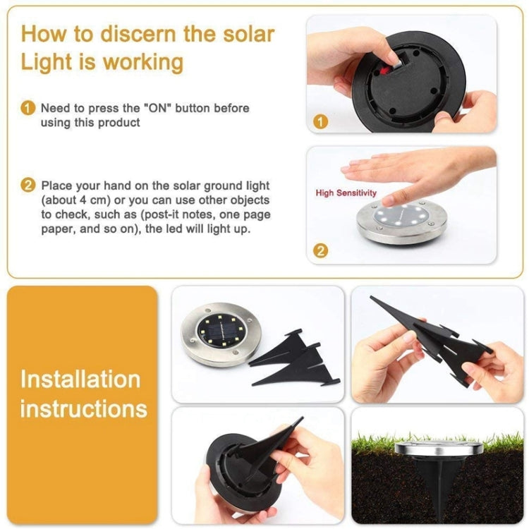2 PCS 16 LEDs Solar Powered Buried Light Under Ground Lamp IP65 Waterproof Outdoor Garden Street Light, 16 LEDs