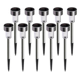 10 PCS Solar Energy Outdoor Lawn Lamp Stainless Steel IP65 Waterproof LED Decorative Garden Light