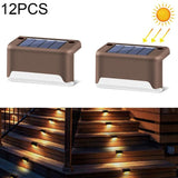 12 PCS Solar Powered LED Outdoor Stairway Light IP65 Waterproof Garden Lamp, Warm White Light, 12 PCS Brown, 12 PCS Black 12 PCS Brown Brown