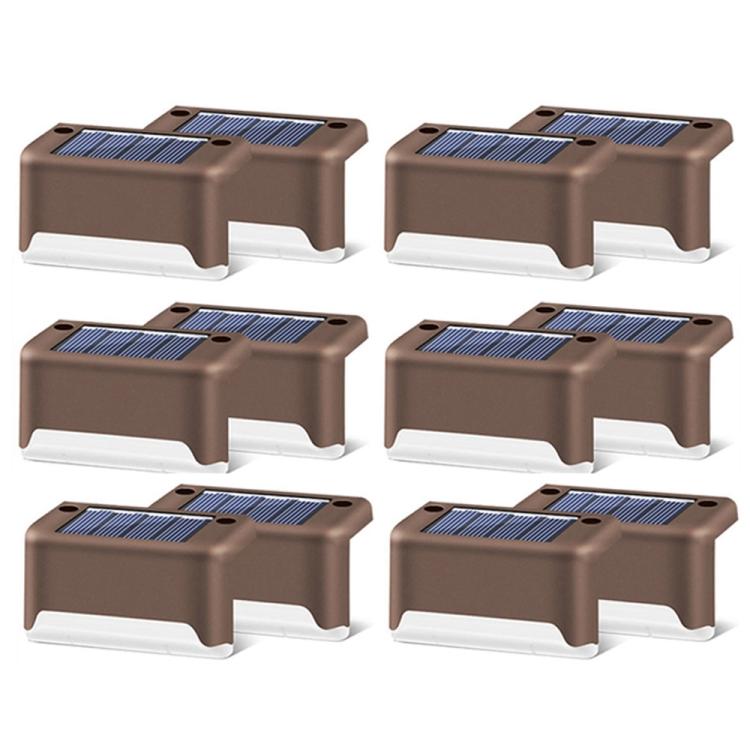 12 PCS Solar Powered LED Outdoor Stairway Light IP65 Waterproof Garden Lamp, Warm White Light, 12 PCS Brown, 12 PCS Black