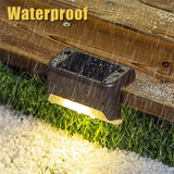 12 PCS Solar Powered LED Outdoor Stairway Light IP65 Waterproof Garden Lamp, Warm White Light, 12 PCS Brown, 12 PCS Black
