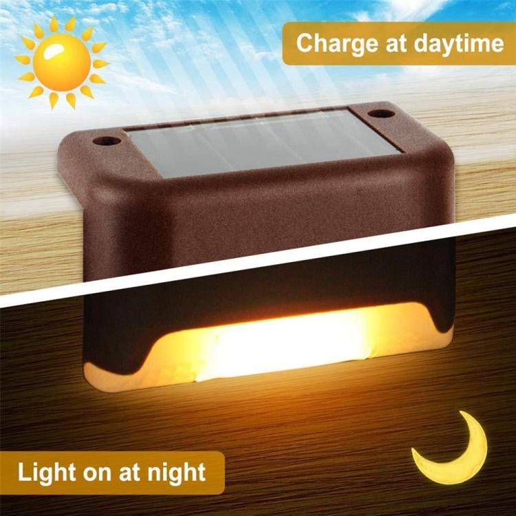 12 PCS Solar Powered LED Outdoor Stairway Light IP65 Waterproof Garden Lamp, Warm White Light, 12 PCS Brown, 12 PCS Black