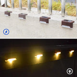 12 PCS Solar Powered LED Outdoor Stairway Light IP65 Waterproof Garden Lamp, Warm White Light, 12 PCS Brown, 12 PCS Black