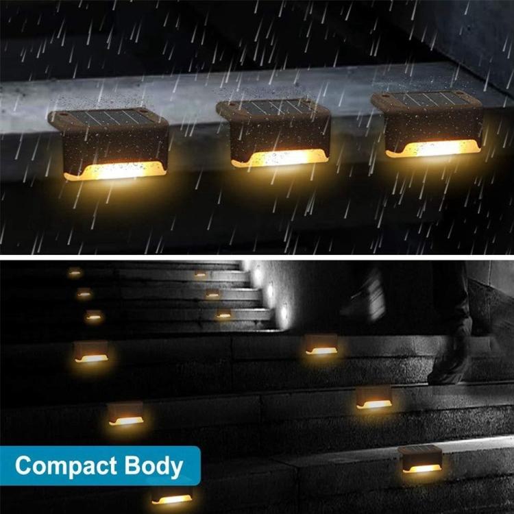 12 PCS Solar Powered LED Outdoor Stairway Light IP65 Waterproof Garden Lamp, Warm White Light, 12 PCS Brown, 12 PCS Black
