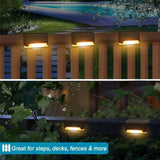 12 PCS Solar Powered LED Outdoor Stairway Light IP65 Waterproof Garden Lamp, Warm White Light, 12 PCS Brown, 12 PCS Black