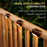 12 PCS Solar Powered LED Outdoor Stairway Light IP65 Waterproof Garden Lamp, Warm White Light, 12 PCS Brown, 12 PCS Black