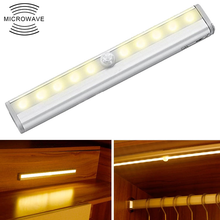 0.8W 10 LEDs Warm White Light Narrow Screen Intelligent Human Body Sensor Light LED Corridor Cabinet Light, USB Charging Version, 0.8W 10 LEDs Warm White 0.8W 10 LEDs Warm White