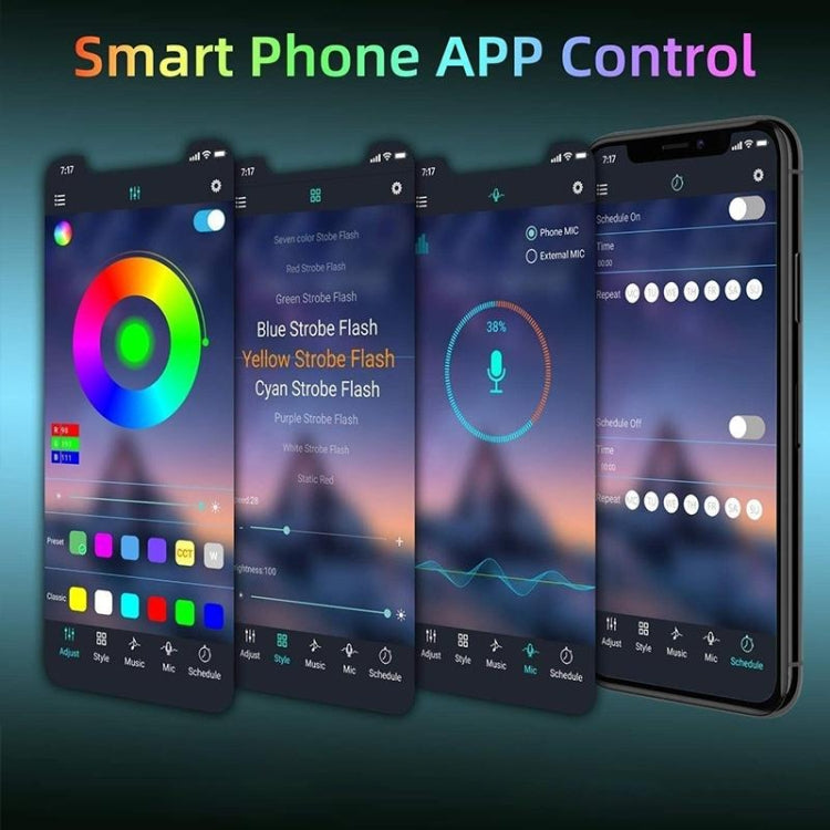 Smart Bluetooth APP Control Bare Board 2835 SMD RGB LED Rope Light, 60 LED/m, Length: 5m, 12V 2A 100-240V, 2835 SMD RGB LED, 5m, Bluetooth APP