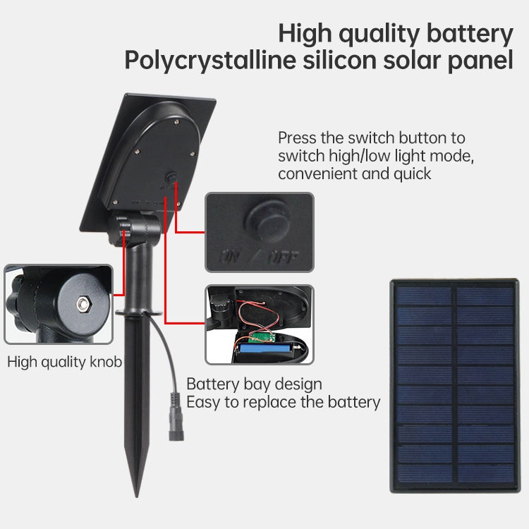 3W One for Three Solar Spotlight Outdoor IP65 Waterproof Light Control Induction Lawn Lamp, Luminous Flux: 300-400lm (RGB Cyclic Fixation), One for Three